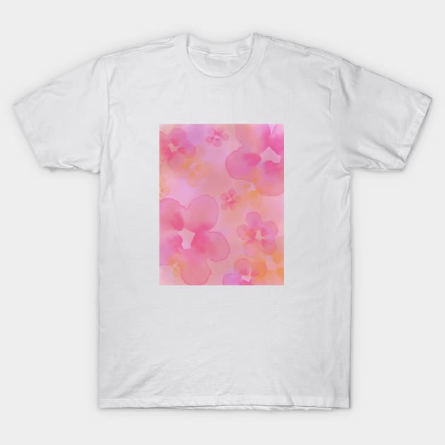 Pink and Yellow Floral Design T-Shirt by Dudzik Art